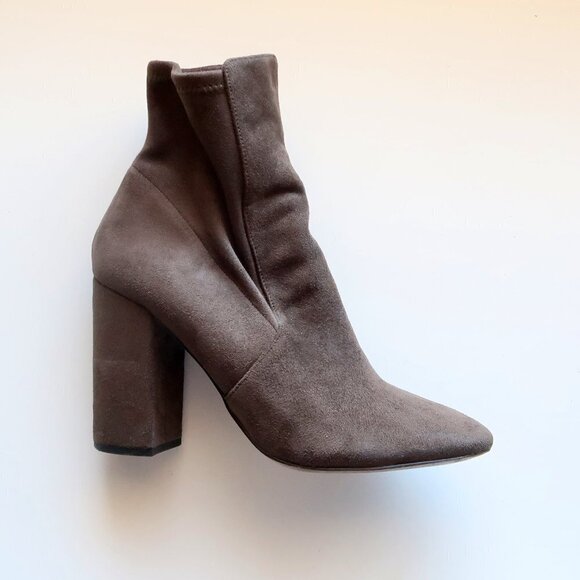 Aldo Forest Green / Taupe Ankle Length Block Heel Sock Boots Booties Size 9 - Picture 3 of 12
